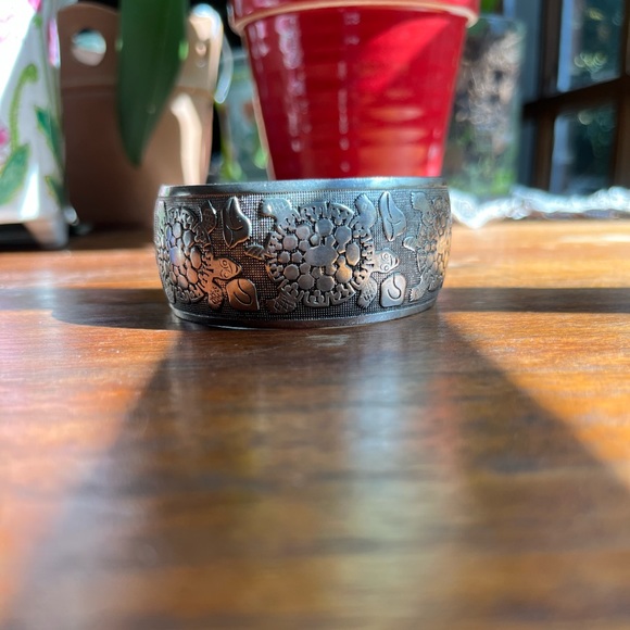 Antique turtles and Lilly pads sterling silver cuff. ❤️